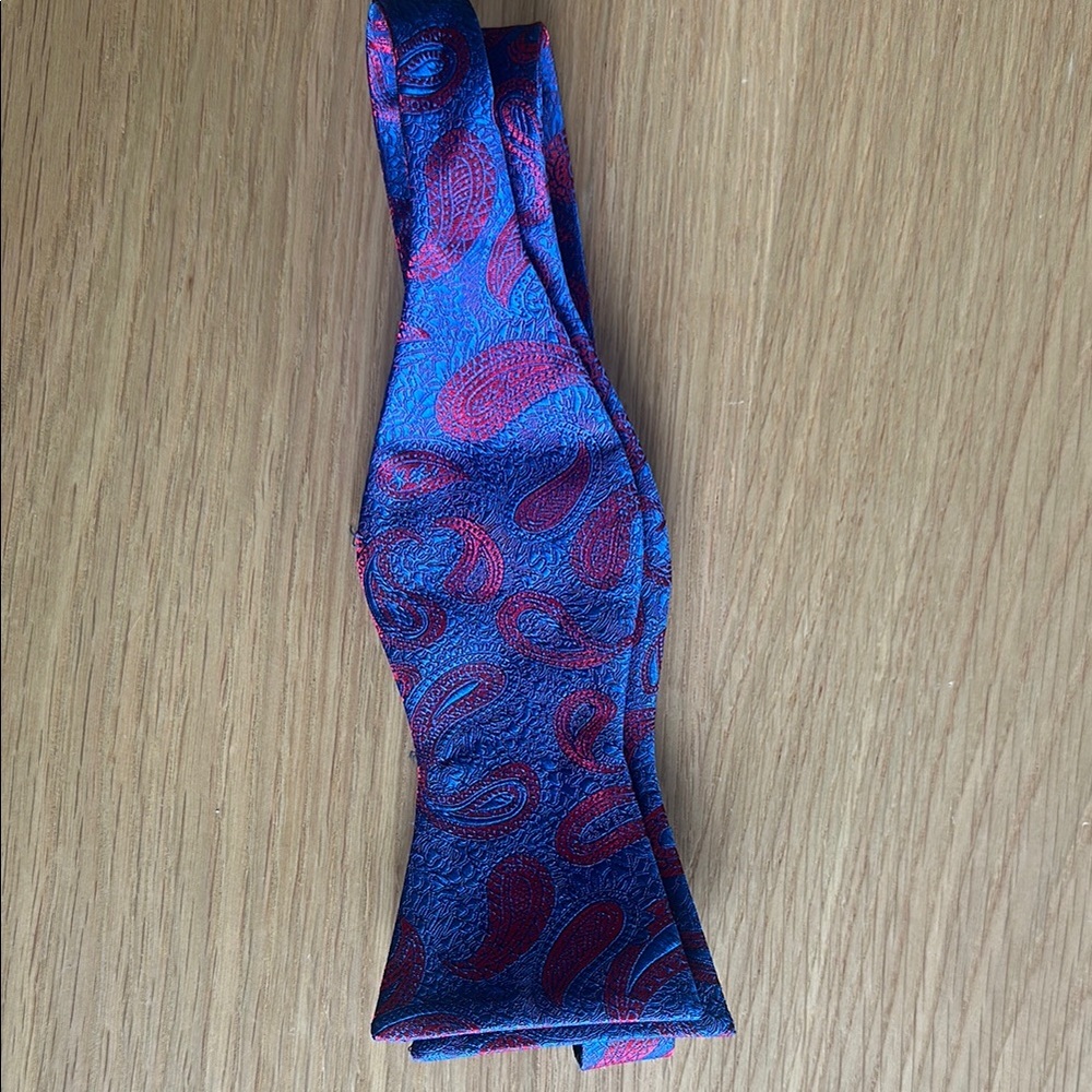 Vibrant Blue and Red Self-Tie Bow Tie